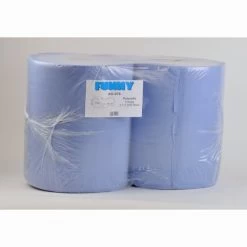 2 Putztuchrollen Industrie 3-lagig 500 Blatt 36 X 36cm Putzpapier Blau Verklebt