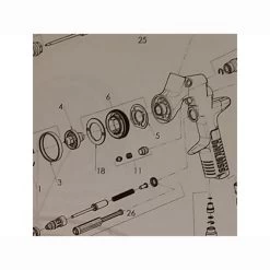 Luftverteilerring-Set (6) Inkl. Dichtung (5) Für Devilbiss GTiPro, GFG, GPi Lackierpistolen