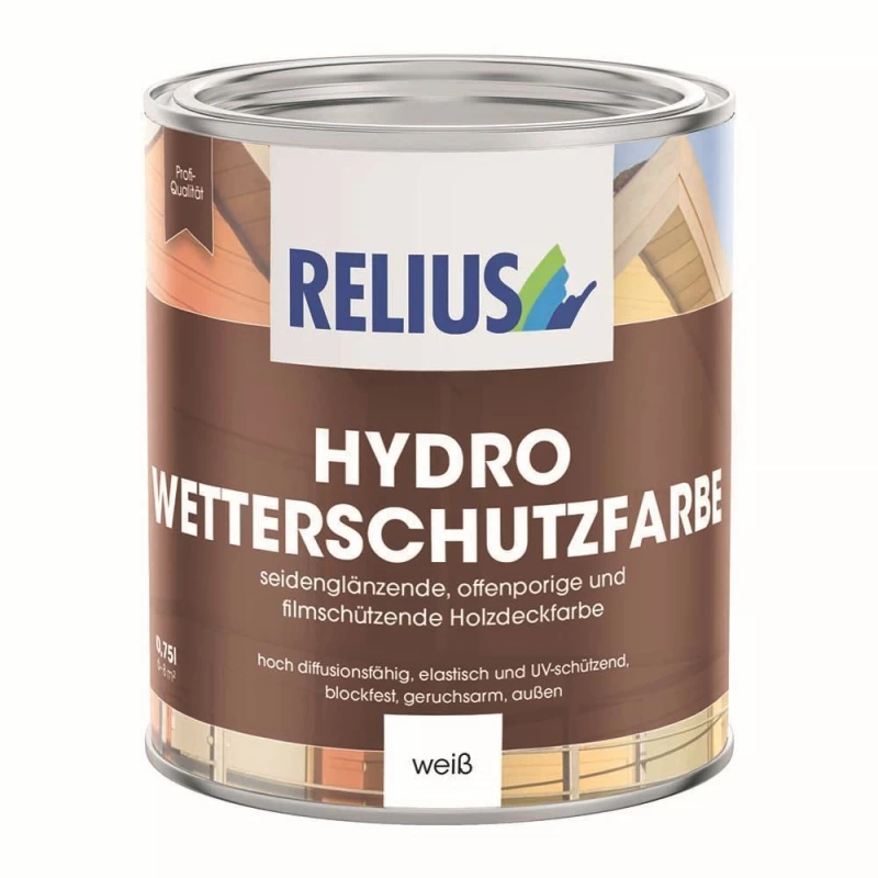 Relius Hydro Wetterschutzfarbe Weiß 0,75 /2,5/ 10Ltr. 1 Relius Hydro Wetterschutzfarbe Weiß 0,75 /2,5/ 10Ltr.